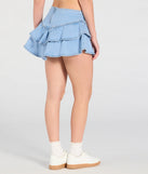 Create bold, fashion-forward looks for spring or summer with the Cute Trendsetter Ruffled Denim Skort in light blue, a must-have piece from Windsor’s collection of stylish bottoms for women.