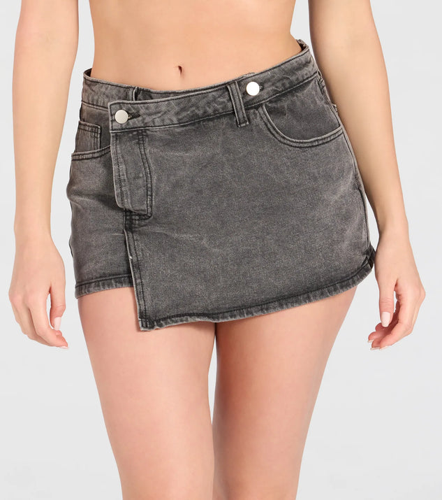 きらりん City Slicker High-Rise Faux Wrap Denim Skort | Windsor