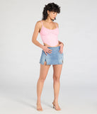 Pair the Undeniable Favorite Mid-Rise Denim Skort with your favorite crop or bodysuit for effortless warm-weather looks with on-trend medium denim wash skorts that speak your style.