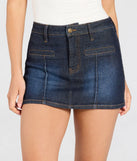 Create bold, fashion-forward looks for spring or summer with the Real Babe High-Rise Denim Skort in dark denim wash, a must-have piece from Windsor’s collection of stylish bottoms for women.
