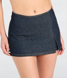 The Always Ready Mid-Rise Slit Denim Mini Skort in dark denim wash brings edge and energy to your vibe, ready to elevate any festival look or concert outfit.