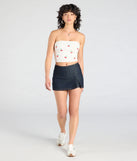 Create bold, fashion-forward looks for spring or summer with the Always Ready Mid-Rise Slit Denim Mini Skort in dark denim wash, a must-have piece from Windsor’s collection of stylish bottoms for women.