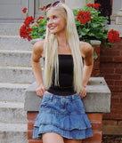 Daylight Darling High-Rise Ruffled Denim Skort