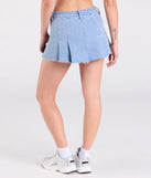 Pair the Talk About Me Mid-Rise Pleated Denim Skort with your favorite crop or bodysuit for effortless warm-weather looks with on-trend medium denim wash skorts that speak your style.