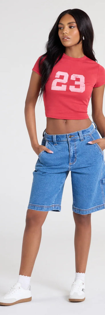 The Big Deal Mid-Rise Denim Jorts in medium denim wash brings edge and energy to your vibe, ready to elevate any festival look or concert outfit.