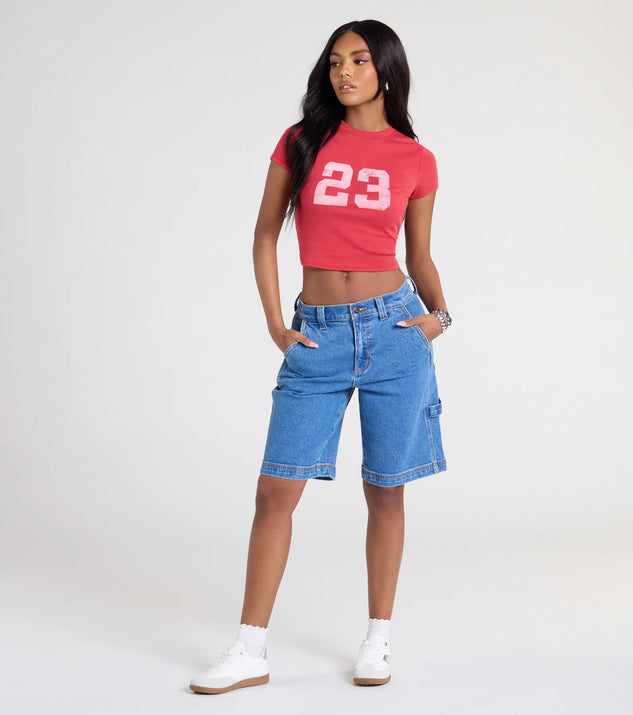 The Big Deal Mid-Rise Denim Jorts in medium denim wash brings edge and energy to your vibe, ready to elevate any festival look or concert outfit.