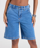 The Big Deal Mid-Rise Denim Jorts in medium denim wash brings edge and energy to your vibe, ready to elevate any festival look or concert outfit.
