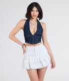 Pair the Love At First Sight Mid-Rise Ruffle Denim Mini Skort with your favorite crop or bodysuit for effortless warm-weather looks with on-trend off-white skorts that speak your style.