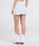 Perfect for weekend hangs, late-night pics, and everything in between, the Love At First Sight Mid-Rise Ruffle Denim Mini Skort in off-white brings that cool-girl vibe to any fit check.