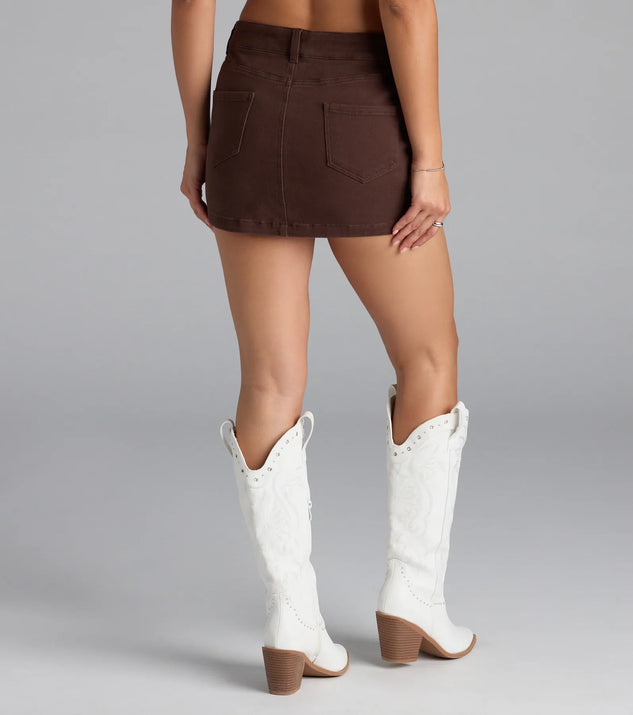 Going Somewhere Mid-Rise Denim Skort | Windsor