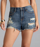 Choosing the dark denim wash shorts says you’re ready to show off in the Classic Fit High-Rise Distressed Denim Shorts, a warm-weather staple that elevates your outfit and seasonal style.