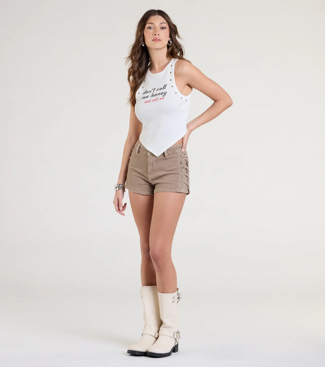 Trendsetting Vibe Lace-Up Denim Shorts | Windsor