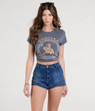 Pair the Crossed Over High-Rise Denim Shorts with your favorite crop or bodysuit for effortless warm-weather looks with on-trend medium denim wash shorts that speak your style.