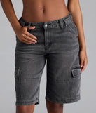 Majorly Fresh Mid-Rise Cargo Denim Jorts