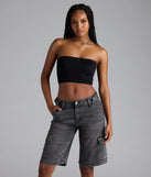 Majorly Fresh Mid-Rise Cargo Denim Jorts