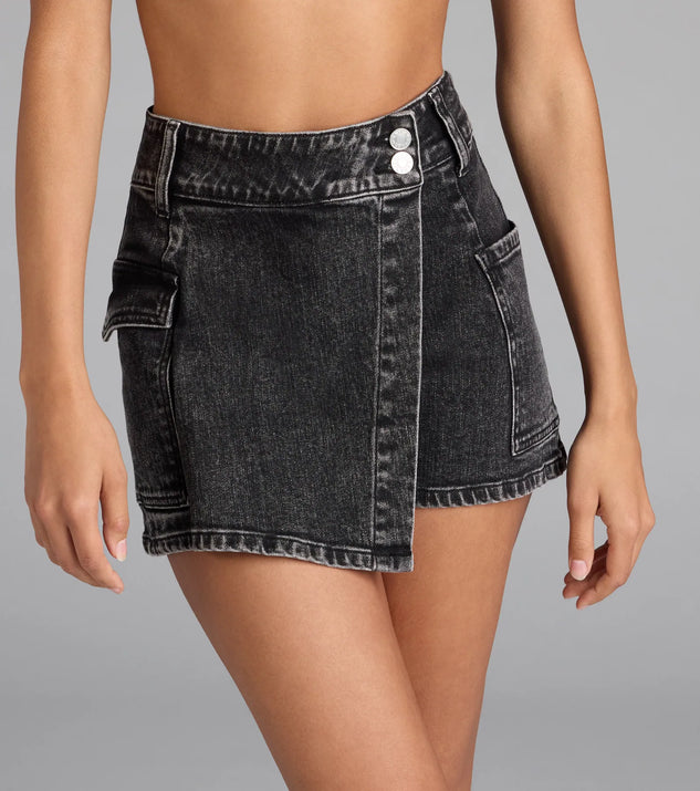 Trending Moment High-Rise Wrap Denim Skort | Windsor