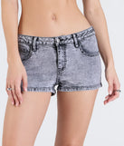 The Casual Edge Mid-Rise Acid Wash Denim Shorts in gray brings edge and energy to your vibe, ready to elevate any festival look or concert outfit.