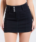 Create bold, fashion-forward looks for spring or summer with the In For A Ride Denim Mini Skort in black, a must-have piece from Windsor’s collection of stylish bottoms for women.