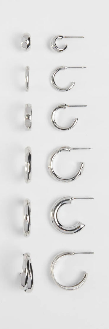 Sleek And Chic Six Pack Earrings Set
