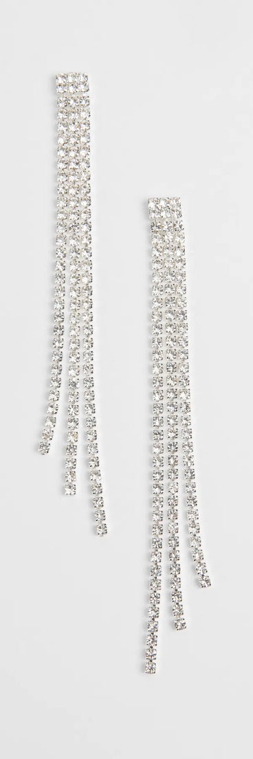 Glamorous Drama Rhinestone Fringe Earrings