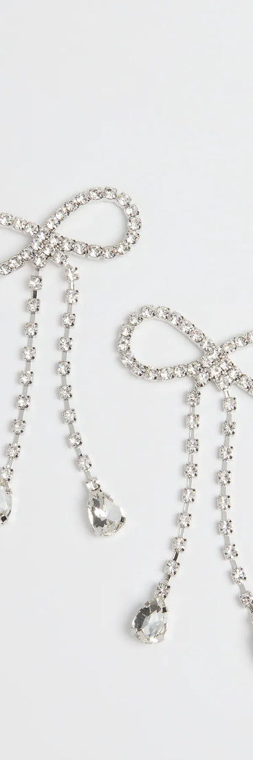 Adorably Glam Rhinestone Bow Drop Earrings