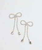 Adorably Glam Rhinestone Bow Drop Earrings