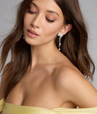 Darling Drama Rhinestone Bow Pearl Drop Earrings
