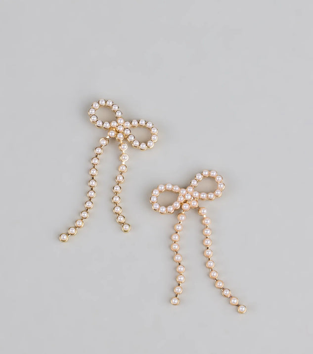 Shop Windsor Dainty Poise Faux Pearl Bow Earrings Online – Trendy & Affordable Fashion