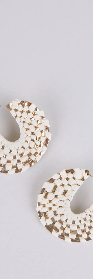 Sun Chaser Woven Raffia Hoop Earrings