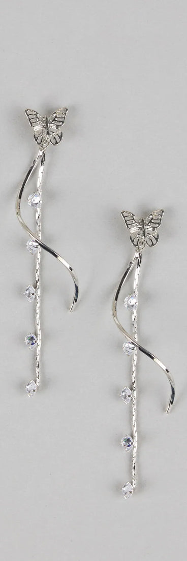 Float Like Magic Butterfly Rhinestone Earrings