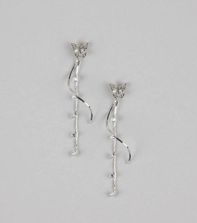 Shop Windsor Float Like Magic Butterfly Rhinestone Earrings Online – Trendy & Affordable Fashion