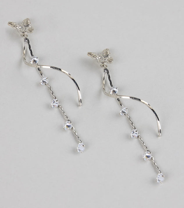 Shop Windsor Float Like Magic Butterfly Rhinestone Earrings Online – Trendy & Affordable Fashion - Image 2