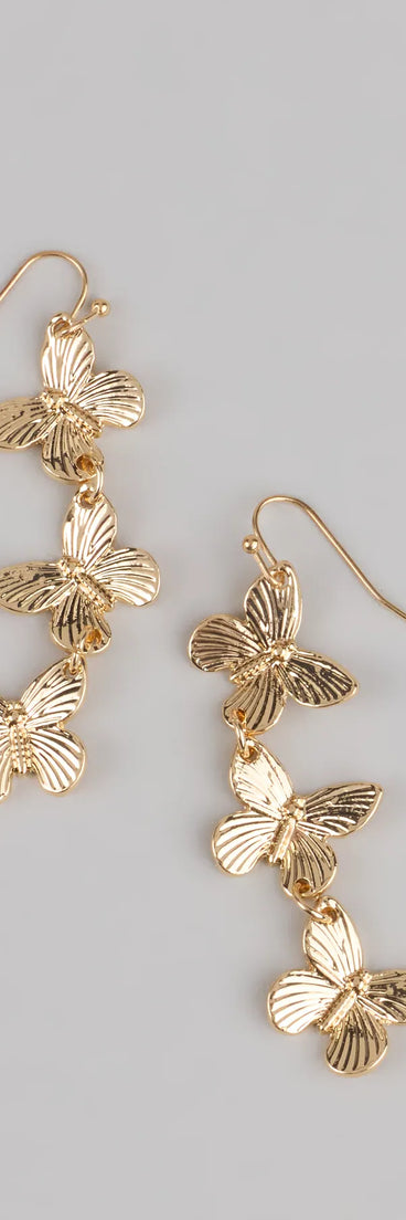 Major Flutter Vibes Linear Butterfly Earrings