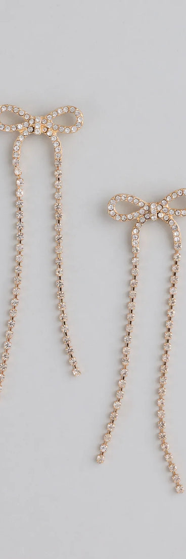 Style your vibe in seconds with the Flirt Mode On Bow Drop Earrings in gold, a fashion accessories essential that completes any outfit with ease.