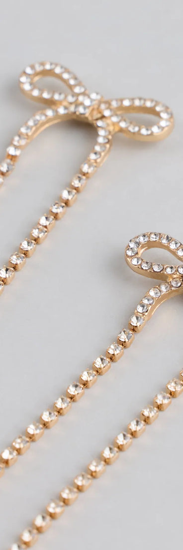 Style your vibe in seconds with the Flirt Mode On Bow Drop Earrings in gold, a fashion accessories essential that completes any outfit with ease.