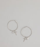 Drama Drop Cross Charm Hoop Earrings
