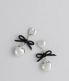 Sweet Talker Heart And Bow Drop Earrings
