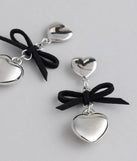 Sweet Talker Heart And Bow Drop Earrings