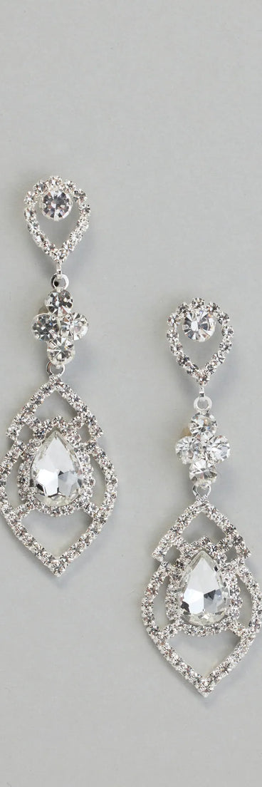 Vintage Glitz Rhinestone Chandelier Earrings