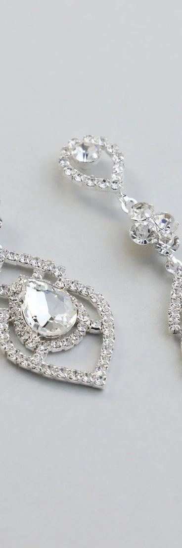 Vintage Glitz Rhinestone Chandelier Earrings