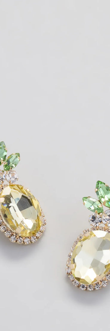 Tropical Fun Rhinestone Pineapple Stud Earrings