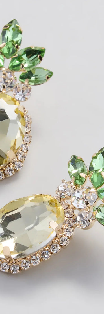 Tropical Fun Rhinestone Pineapple Stud Earrings