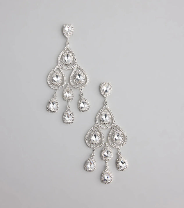 Luxe Vibe Teardrop Rhinestone Chandelier Earrings