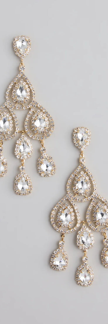 Luxe Vibe Teardrop Rhinestone Chandelier Earrings