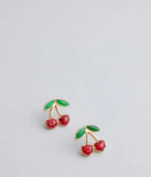 Playful Sweetness Rhinestone Cherry Earrings