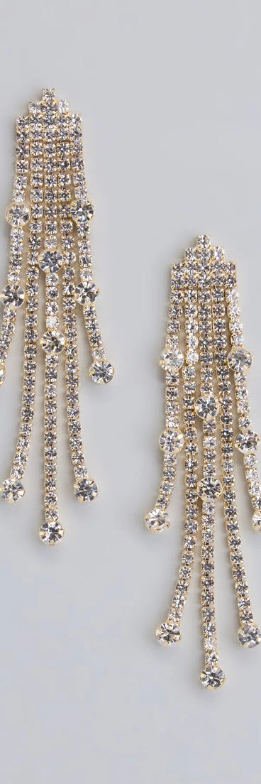 All This Glamour Rhinestone Tassel Earrings
