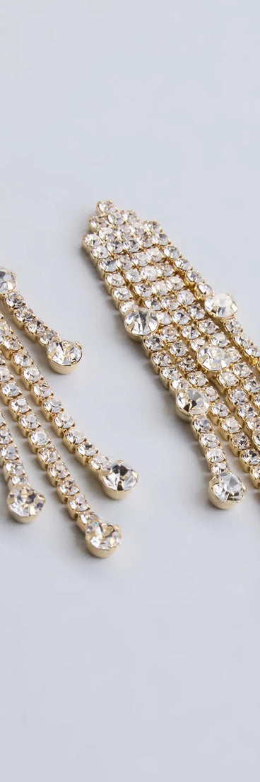 All This Glamour Rhinestone Tassel Earrings