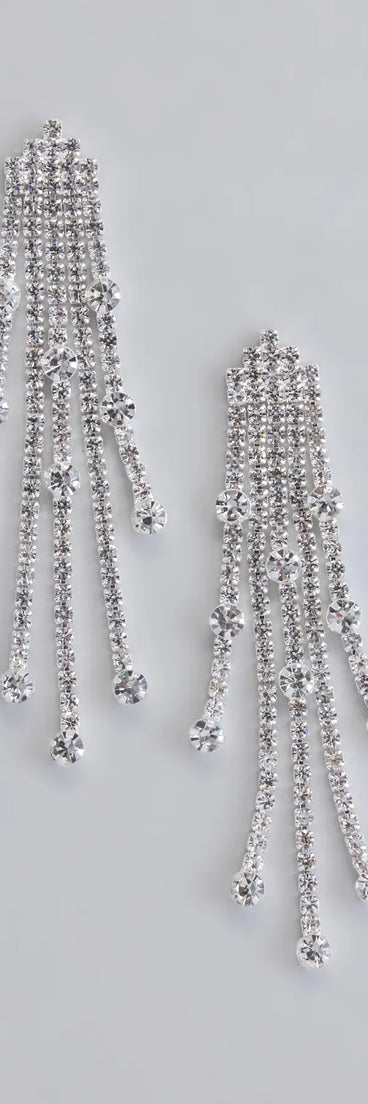 All This Glamour Rhinestone Tassel Earrings