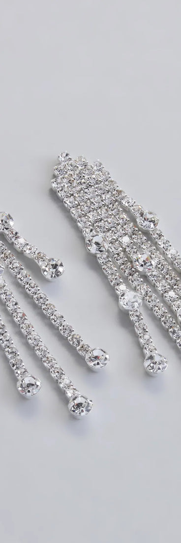 All This Glamour Rhinestone Tassel Earrings