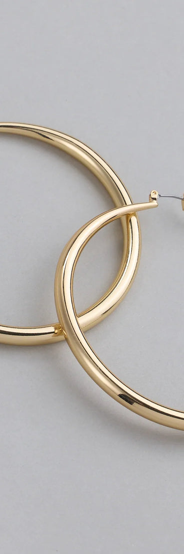 Sleek Glam Large Hollow Hoop Earrings